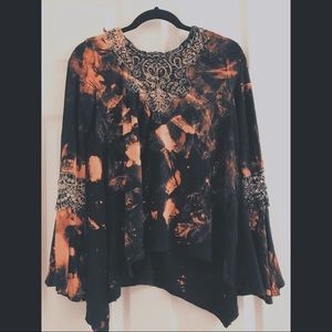 Bell Sleeve Crocheted Asymmetrical Top